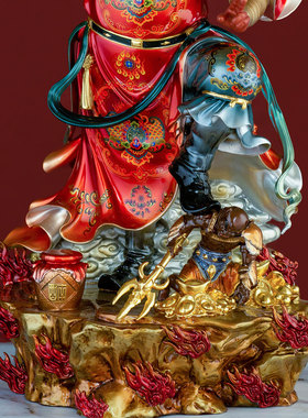 彩绘贴金站钟馗摆件全铜