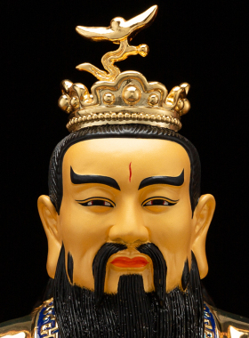 通天教主神像台湾纯铜鎏金摆件