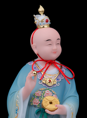 汉白玉中式《招财进宝》童子摆件