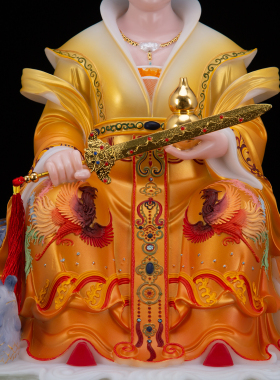 康盛汉白玉供奉摆件九天玄女神像
