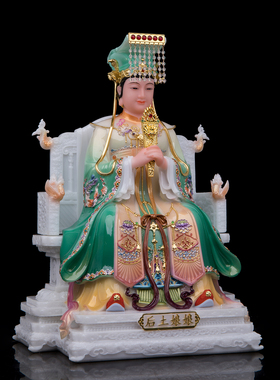 后土娘娘神像汉白玉彩绘家用摆件