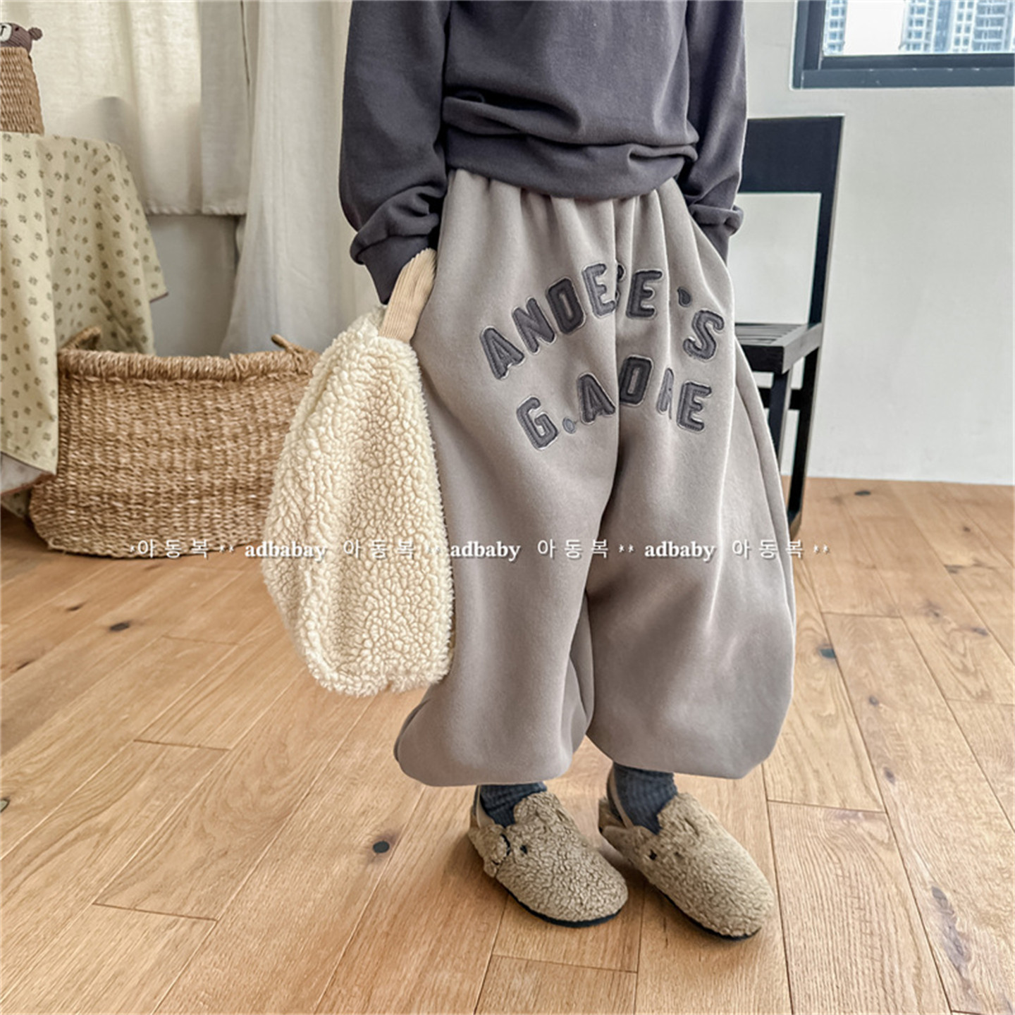 儿童抓绒束脚卫裤韩版冬款男女童加绒哈伦裤宝宝时尚百搭休闲长裤,淘宝优惠券,粉丝福利购,淘宝优惠卷