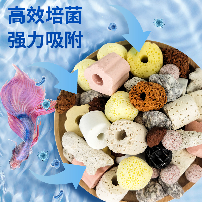 鱼缸培菌滤材陶瓷环珊瑚骨火山石净水过滤材料混合装水族箱细菌屋,淘宝优惠券,粉丝福利购,淘宝优惠卷