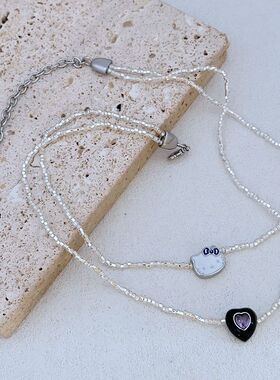 金属圆珠链女式双层项链