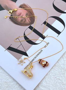 多坠金属十字链女式项链