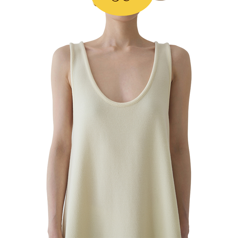 23夏秋新款简约羊毛正反两穿无袖连衣裙鹅黄色宽松型慵懒风长裙女 - 图3