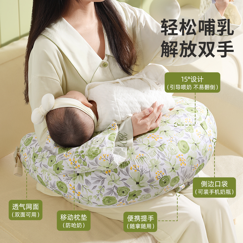 喂奶神器哺乳枕头护腰靠垫浦乳婴儿斜坡垫母乳亲喂解放双手夏季 - 图1