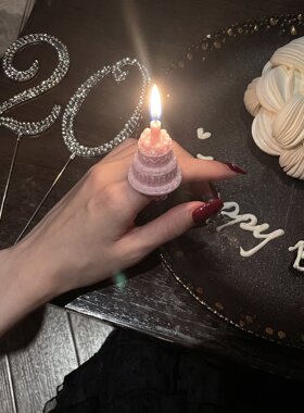 【happy birthday】生日蜡烛戒指蛋糕戒指拍照出片道具首饰摆件女