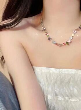 New Colorful Crystal Necklace For Women Bead Bracelet Chain
