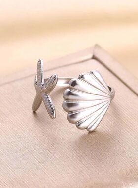 Stainless Steel Metal Shell Starfish Open Rings For Women Fa
