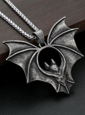 Vintage Biker 316L Stainless Steel 3D Bat Pendant For Men Bo