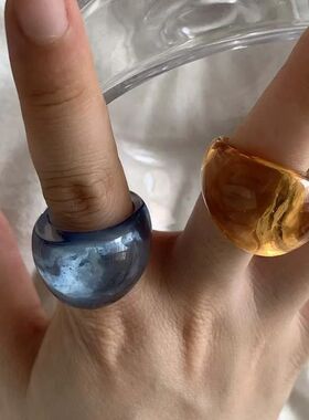 Clear Acrylic Resin Ring for Women Unique Geometric Vintage