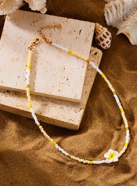 Bohemian Beach Beaded Choker Necklace for Women Hawaiian Pin