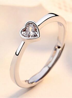 2Pcs/sets Zircon Heart Matching Couple Rings Set  Endless Lo