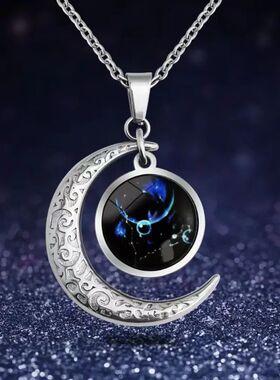 Twelve Constellations Retro Luminous Pendant Necklace, Stain