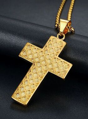 New Vintage Stainless Steel Cross Pendant Necklace For Men W
