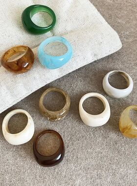 3Pcs/Set Vintage Transparent Acrylic Resin Irregular Ring Fo