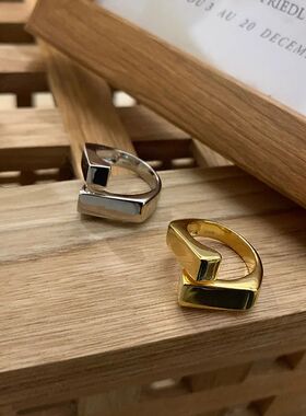 GUFTM Minimalist Stamp Glossy Rings for Women Teens Fashion