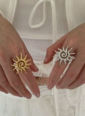 ndy Irregular Hollow Vortex Sun Open Metal Ring For Men Wome