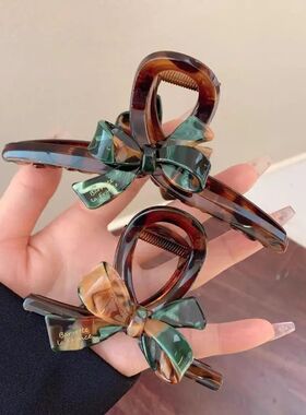 Acrylic Oil Painting Bow Hair Claw for Women High tail Hair