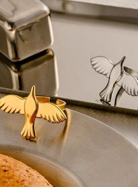 Stainless Steel Peace Dove Rings for Women Men Vintage Geome