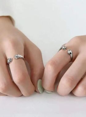 Cat Paw Print Ring Fantastic Cat Imprint Silver Color Simple