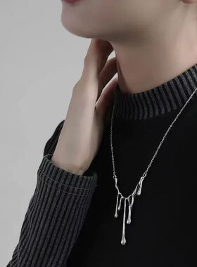 Punk Irregular Liquid Lava Pendant Necklace Hip Hop Metal Ne