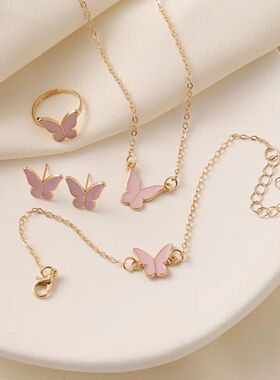 5PCS Personalized Butterfly Glazed Necklace, Exquisite, Smal