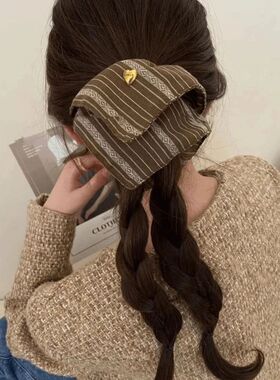 Retro Striped Square Scarf Hair Band Large Intestine Hair Ba