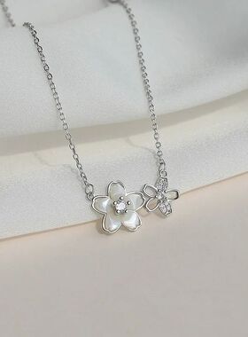 New Inlaid Zircon Flower Chain Necklace for Women Light Luxu