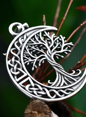 Vintage Stainless Steel Vikings Moon e of Life Pendant Neckl