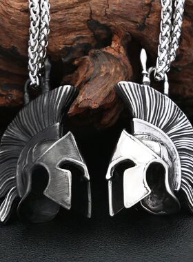 Vintage 3D Style Spartan Warrior Pendant Necklace Stainless