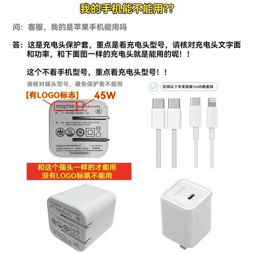 适用Mophie摩尔菲45w充电器套苹果17/16Pro充电器保护套苹果15pro - 图0