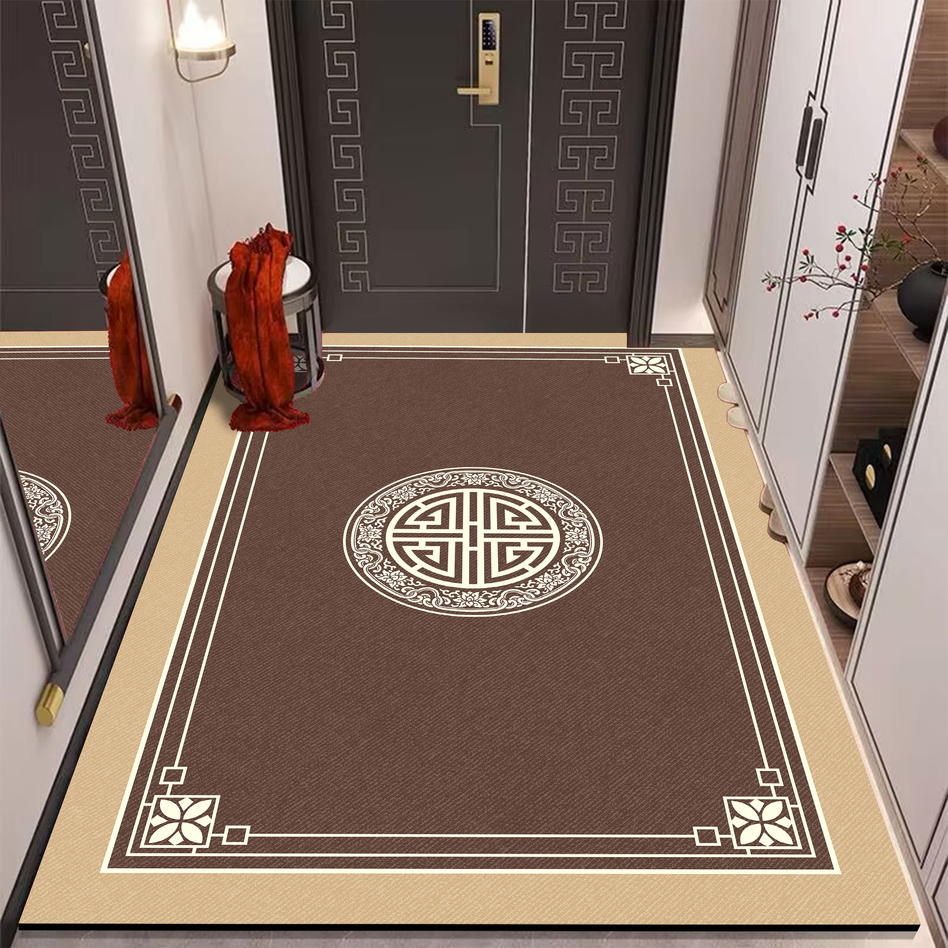 中式高级硅藻泥入户门地垫加厚耐脏免洗脚垫中国风玄关进门客厅毯,淘宝优惠券,粉丝福利购,淘宝优惠卷