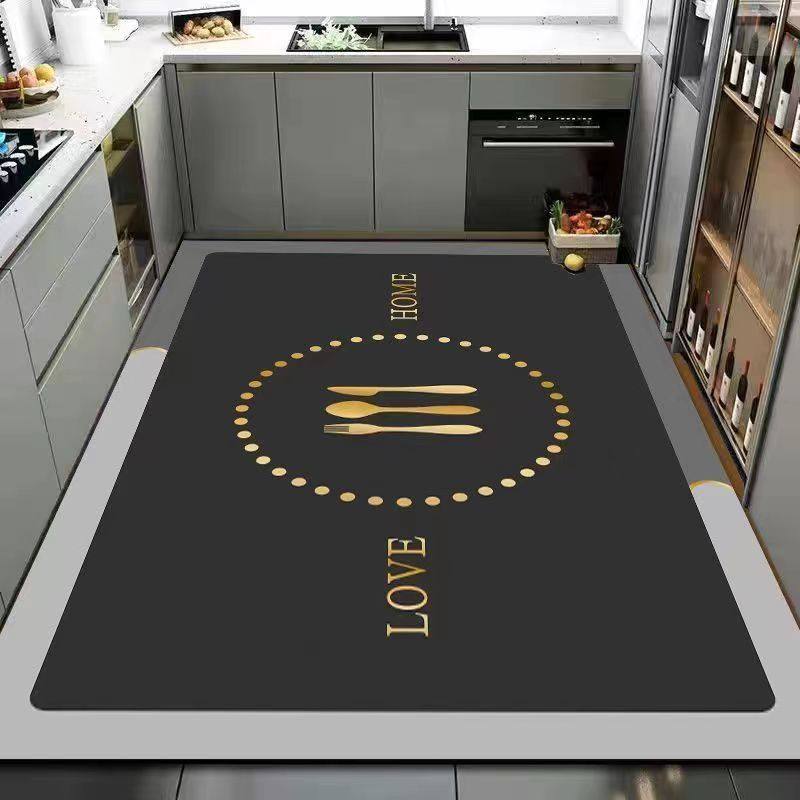 Kitchen-specific floor mats, diatom mud, water-absorbent, non-slip, anti-oil, no-wash mats, household dirt-resistant full-cover carpets, customizable
