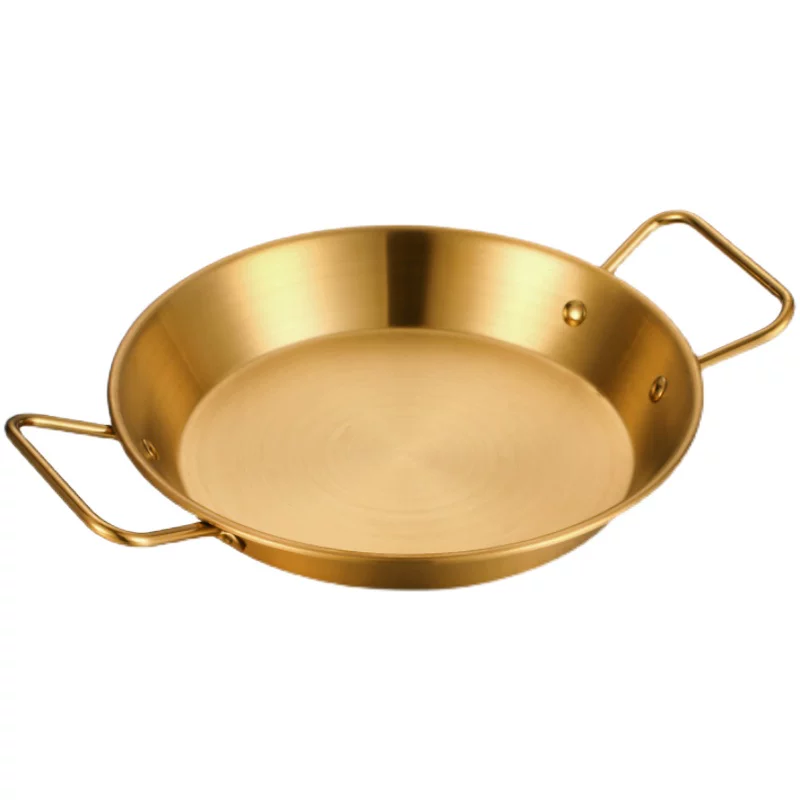 Испанская морепродукты миска из нержавеющей стали толстая золотистая паста острая сковорода с ручкой crayfish plate жареная курица плат