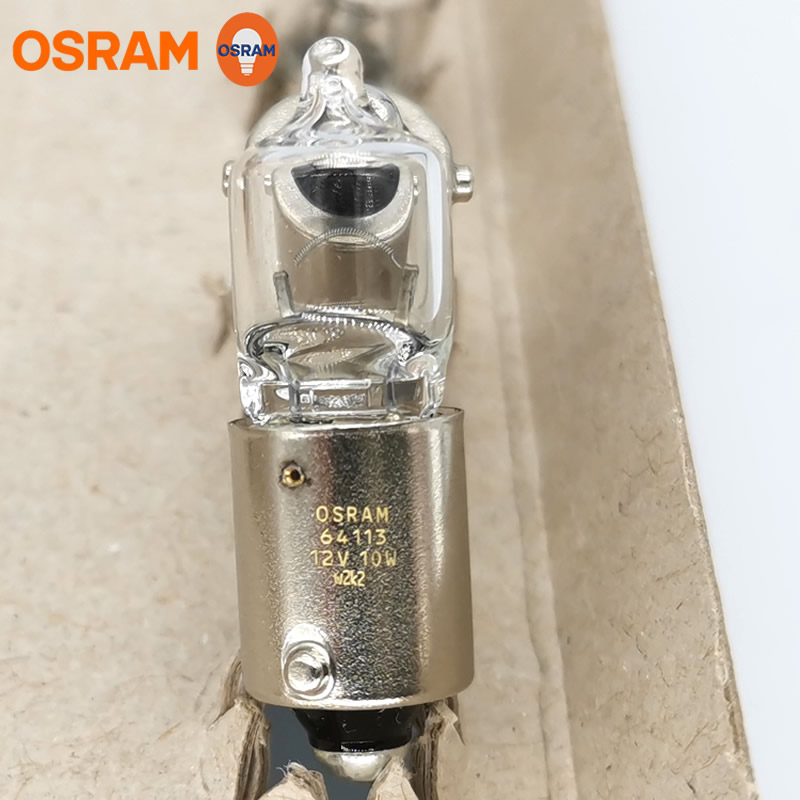 OSRAM欧司朗H10W卤素信号灯64113天使眼灯泡12V10W平脚日行灯BA9s