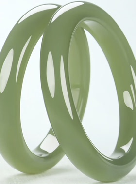 和田玉手镯女玉镯子晴水青玉湖水绿玉石手镯细玉镯女款年轻款