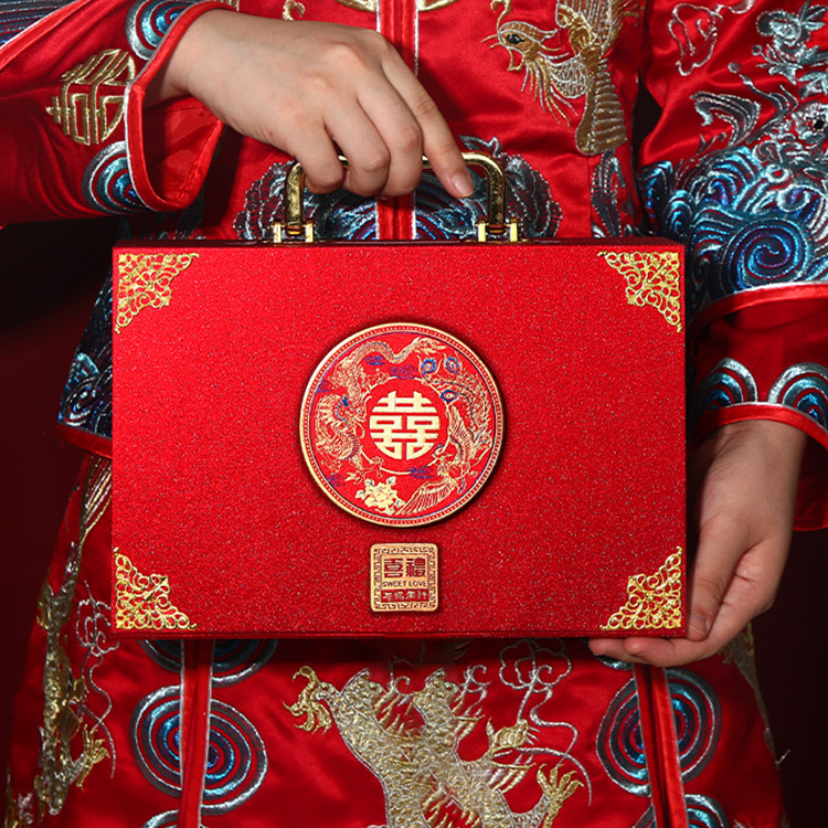 彩礼钱盒子订婚礼金盒彩礼箱装现金彩礼盒结婚用品大全聘金盒定婚