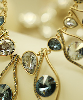 K16礼服流苏奥地利合成水晶中长款毛衣链韩国饰品可爱项链长款女