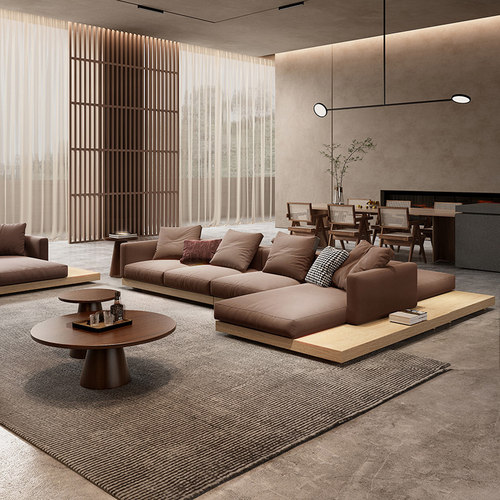 纳威日式侘寂风格科技布艺沙发小户型地台榻榻米北欧现代简约客厅 - 图2