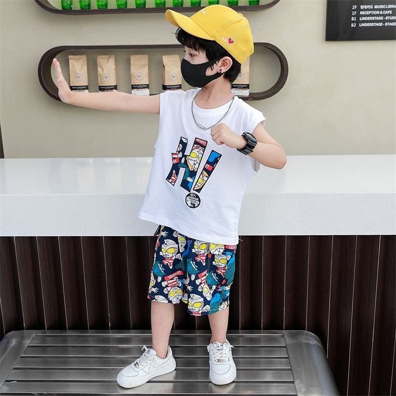 奥特曼纯棉背心男童夏装2025新款卡通休闲运动无袖T恤小男孩上衣,淘宝优惠券,粉丝福利购,淘宝优惠卷