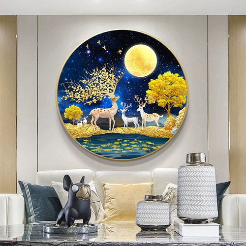 Полная бриллиантная круговая живопись по картине кросс -вышивка 2022 Новая гостиная Новая гостиная слегка атмосферное олене