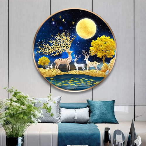 Полная бриллиантная круговая живопись по картине кросс -вышивка 2022 Новая гостиная Новая гостиная слегка атмосферное олене