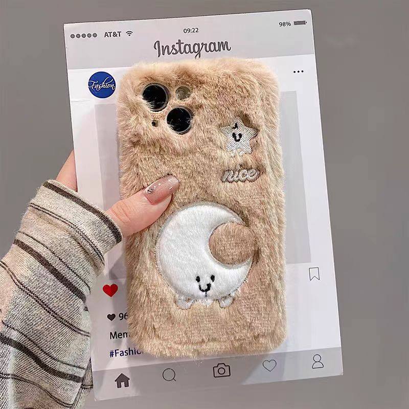 秋冬毛绒星星月亮适用华为Mate60Pro手机壳mate50保护Mate40E套P60可爱p50Pro个性麦芒A20毛茸茸10SE女 - 图0