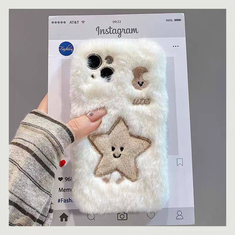 秋冬毛绒星星月亮适用华为Mate60Pro手机壳mate50保护Mate40E套P60可爱p50Pro个性麦芒A20毛茸茸10SE女 - 图3