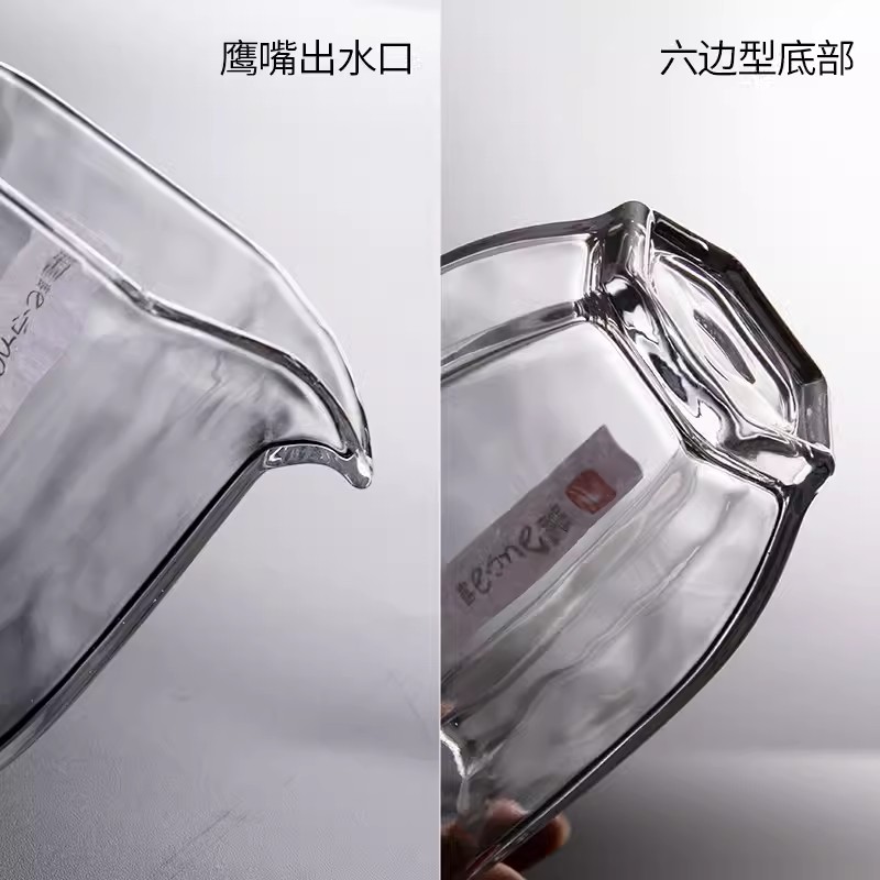六角公道杯加厚玻璃耐热泡茶过滤功夫茶具配件茶海分茶器茶漏套装 - 图2