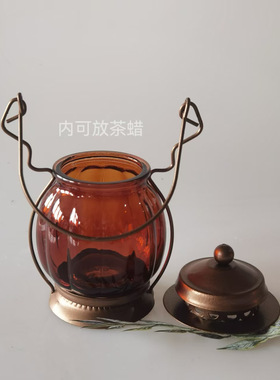 出口外贸复古铁艺小马灯氛围灯家居装饰摆件户外挂烛台瓶插花