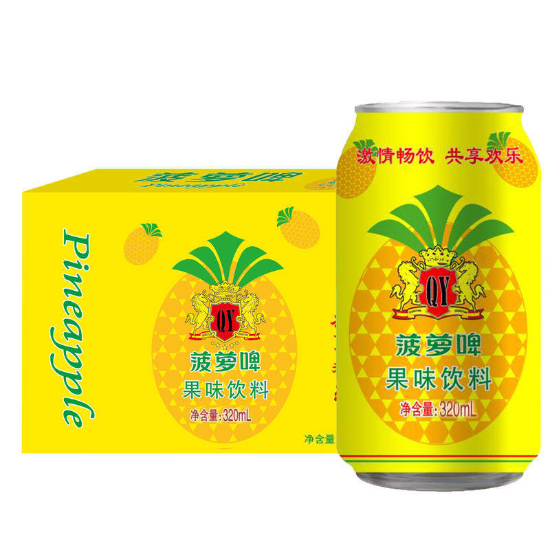 新货菠萝味果啤碳酸饮料果味汽水320ml*12罐促销包邮_虎窝淘