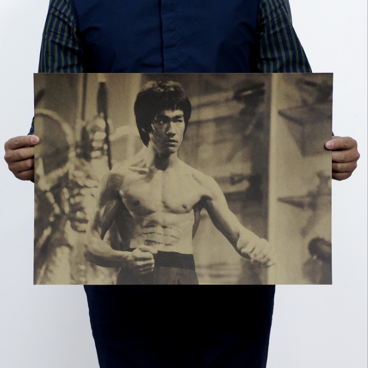 李小龙海报合集复古牛皮纸怀旧卧室装饰挂画励志明星bruce lee - 图0